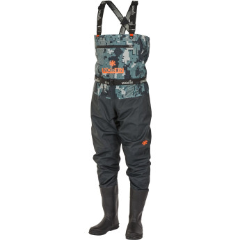Полукомбинезон забродный NORFIN PILOT CAMO BOOTFOOT р.44-L с сапогами резина